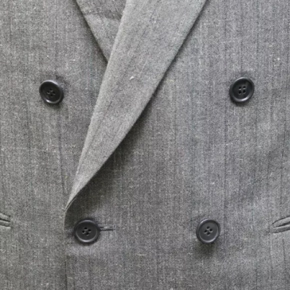 Pierre Cardin Men Blazer Gray Pin Stripe 38R Wool Blend Double Breasted Lined - Picture 12 of 15